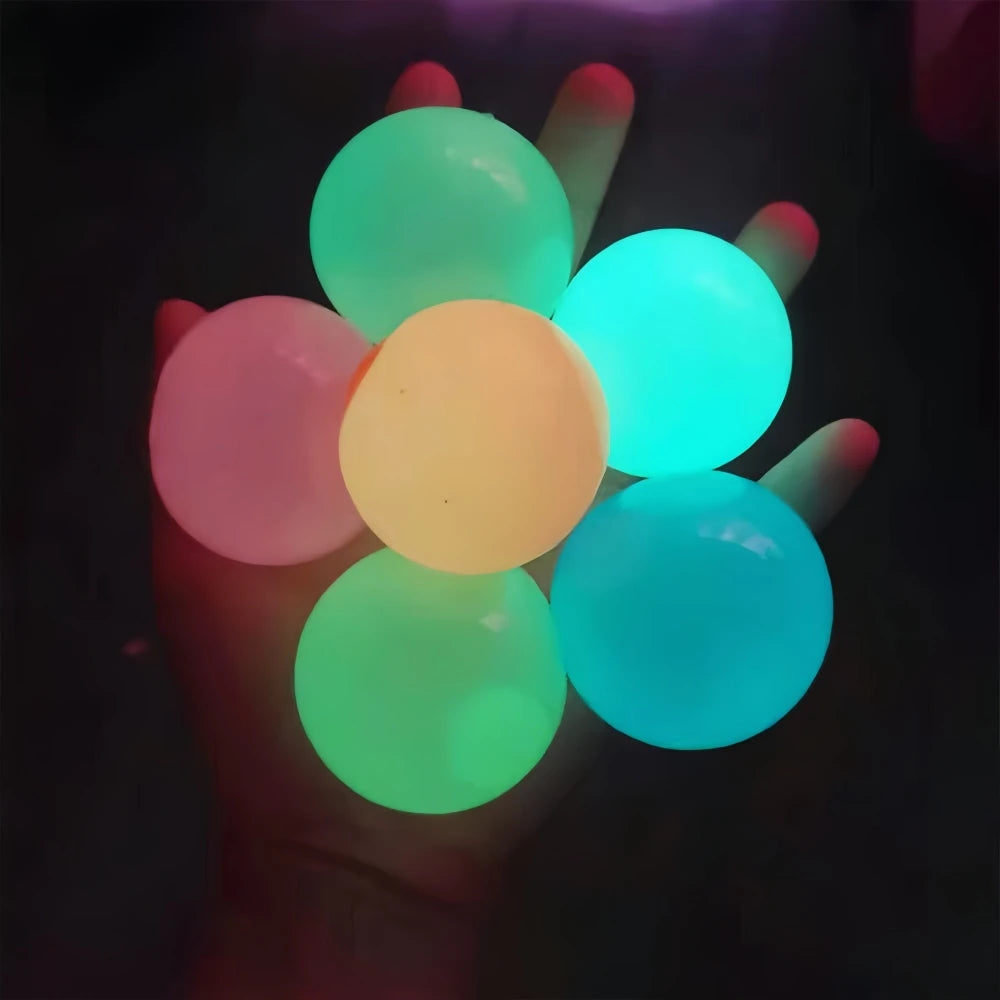 6/12/18 Pcs 4.5Cm Fun Luminous Pinch Sticky Balls for Birthday Party Wedding Christmas New Year Party Game Gift Prize Gift Pack